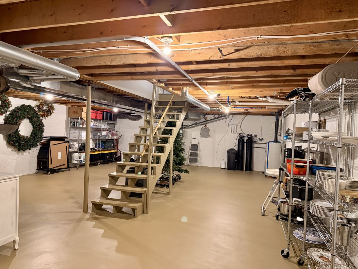 The clean, dry sealed basement foundation