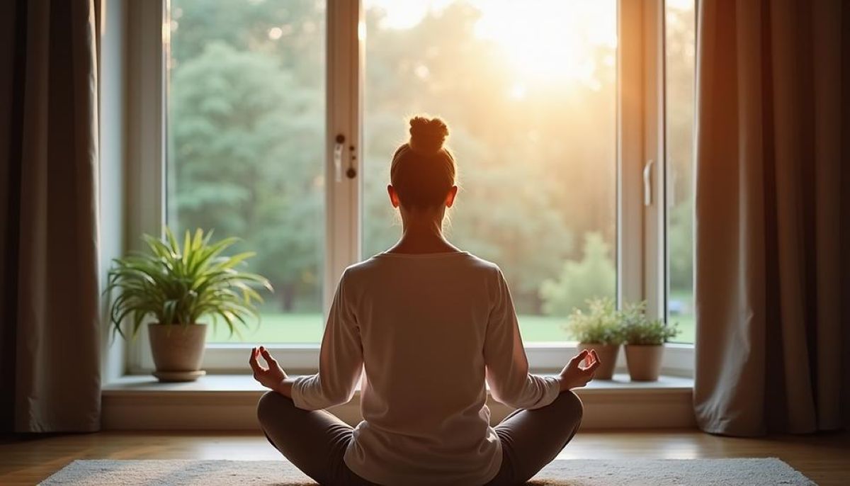 A person sitting quietly in meditation